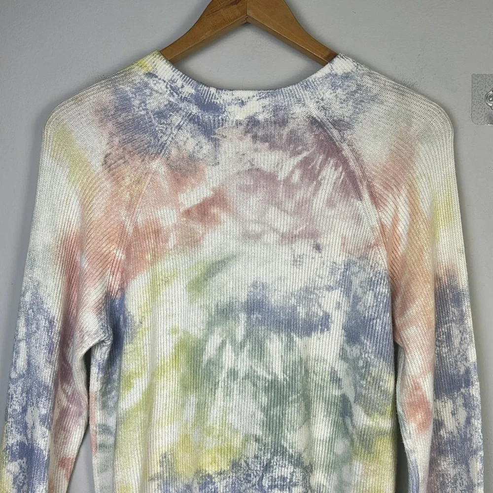 Rails Venus Cashmere Cotton Ribbed Sweater in Rainbow Tie Dye Long Sleeve Top XS - Picture 10 of 16